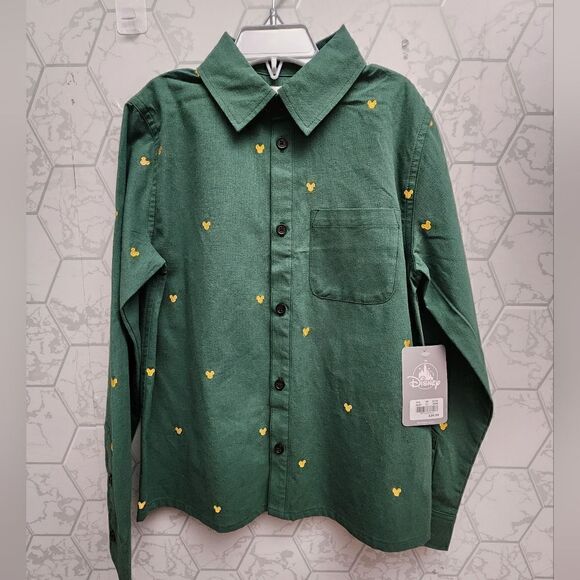 Disney Store Official Mickey Mouse Icon Holiday Long Sleeve Button Front Shirt - Picture 2 of 6
